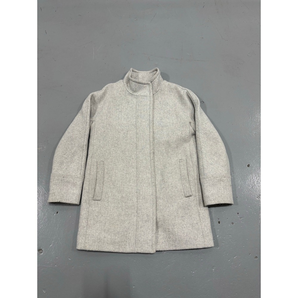 J.CREW Italian Wool Blend Cocoon Coat Heather Grey‎ Size 10 Standing Collar
